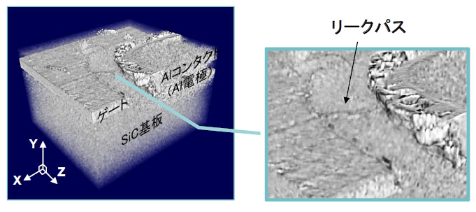 3D-SEM image with leak path