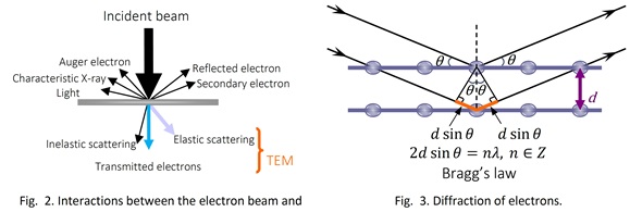 Interactions between the electron beam and matter.