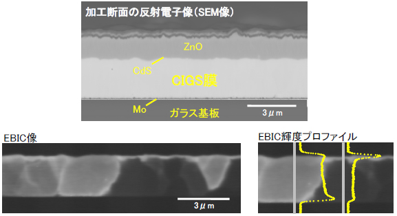 CIGS薄膜太陽電池の断面分析例