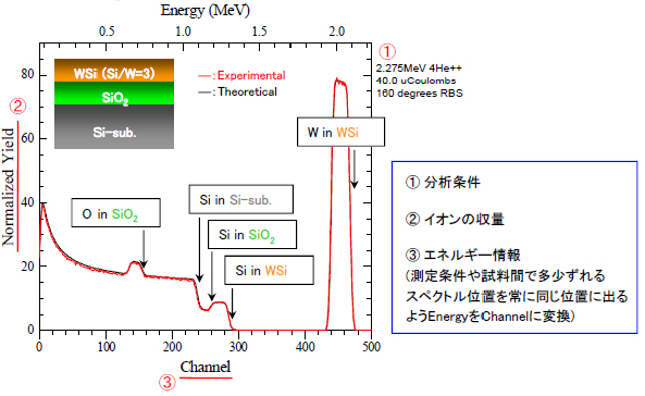 RBS WSi/SiO2/Si基板の分析事例