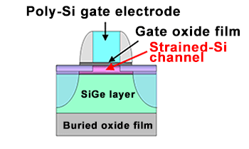 Fig. 3 Illustration showing the cross-sectional structure of a strained SOI MOSFET